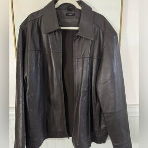 CLAIBORNE Men’s Lambskin Leather Brown Collared Jacket Size XL